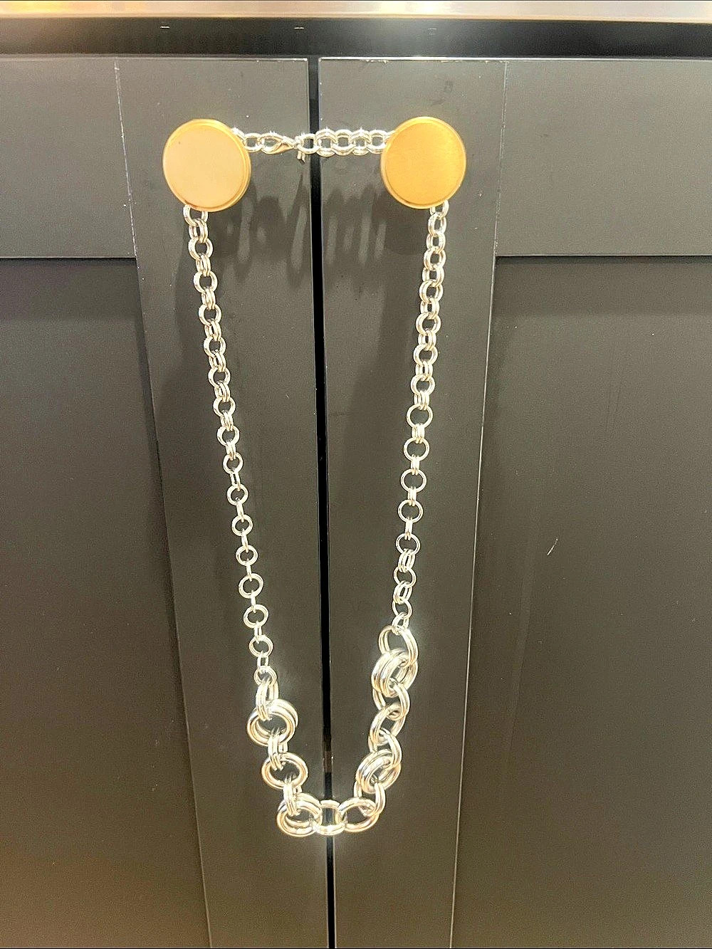 Banana Republic Silver Tone Loop Necklace Chunky circles long chain 32”